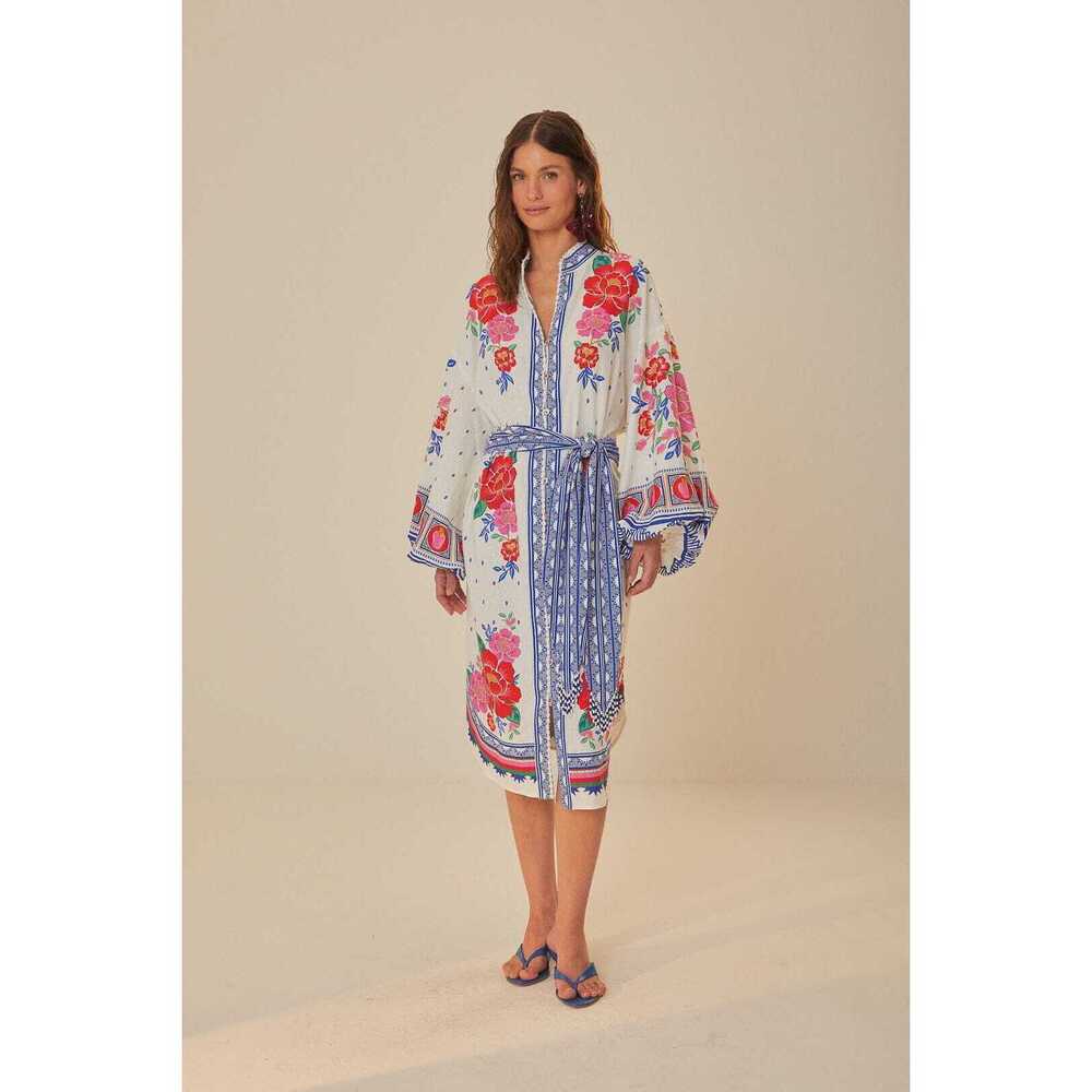 Farm Rio Off-White Flowers Beach Midi Dress NWT S